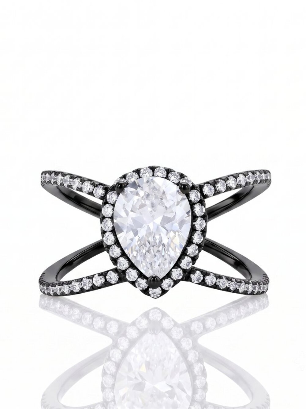 Charmed Aroma Black Gold Pear Gemstone ring, 925 Sterling Silver